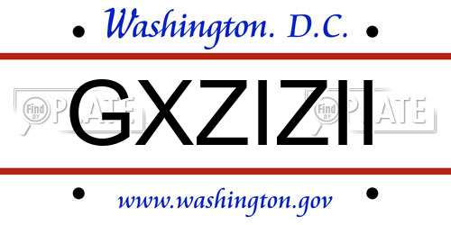 GXZIZII District Of Columbia License Plate