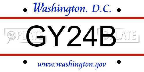 GY24B District Of Columbia License Plate