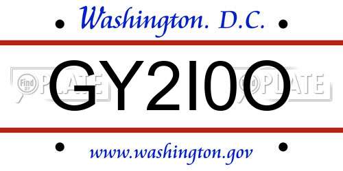 GY2I0O District Of Columbia License Plate