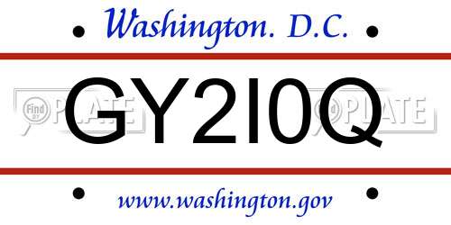 GY2I0Q District Of Columbia License Plate