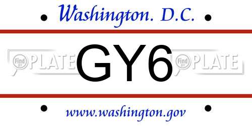 GY6 District Of Columbia License Plate