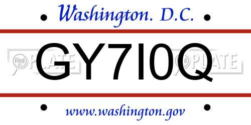 GY7I0Q District Of Columbia License Plate
