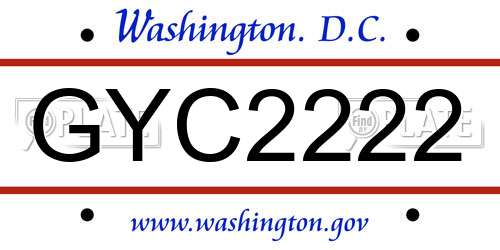 GYC2222 District Of Columbia License Plate