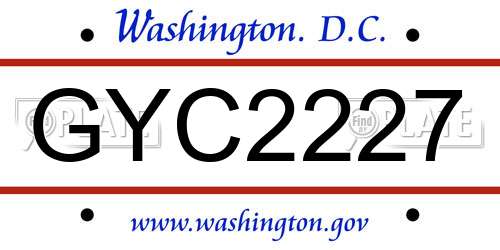 GYC2227 District Of Columbia License Plate