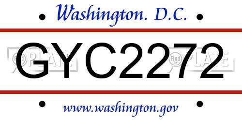GYC2272 District Of Columbia License Plate