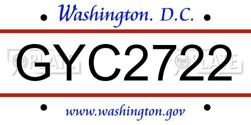 GYC2722 District Of Columbia License Plate