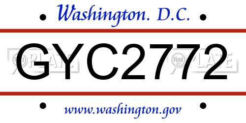 GYC2772 District Of Columbia License Plate