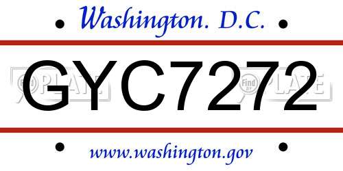 GYC7272 District Of Columbia License Plate