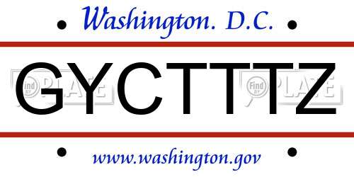 GYCTTTZ District Of Columbia License Plate