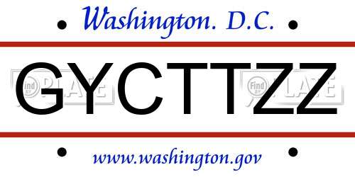 GYCTTZZ District Of Columbia License Plate