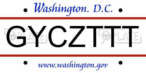 GYCZTTT District Of Columbia License Plate