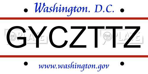 GYCZTTZ District Of Columbia License Plate