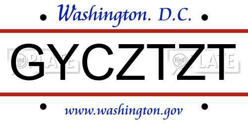GYCZTZT District Of Columbia License Plate