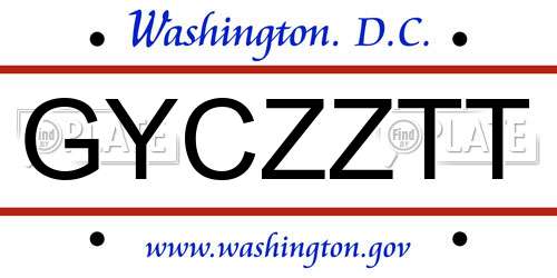 GYCZZTT District Of Columbia License Plate