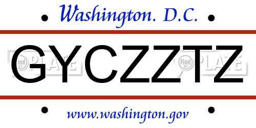 GYCZZTZ District Of Columbia License Plate
