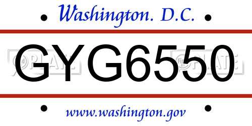 GYG6550 District Of Columbia License Plate