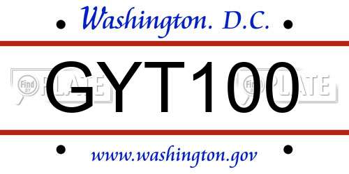 GYT100 District Of Columbia License Plate