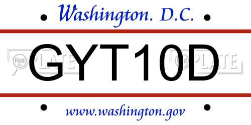 GYT10D District Of Columbia License Plate
