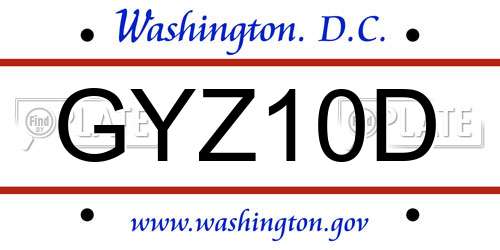 GYZ10D District Of Columbia License Plate
