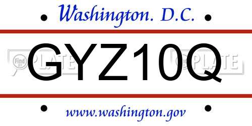 GYZ10Q District Of Columbia License Plate