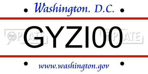 GYZI00 District Of Columbia License Plate