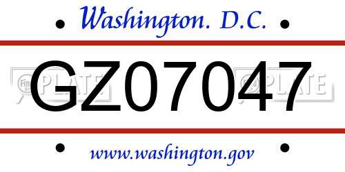 GZ07047 District Of Columbia License Plate