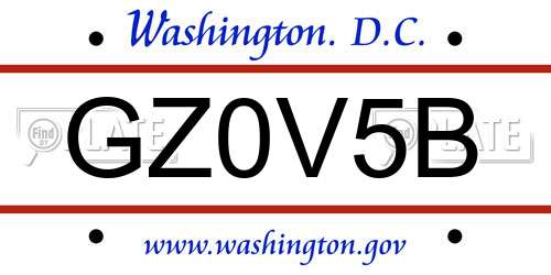 GZ0V5B District Of Columbia License Plate