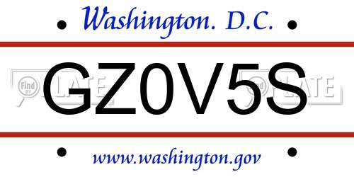 GZ0V5S District Of Columbia License Plate