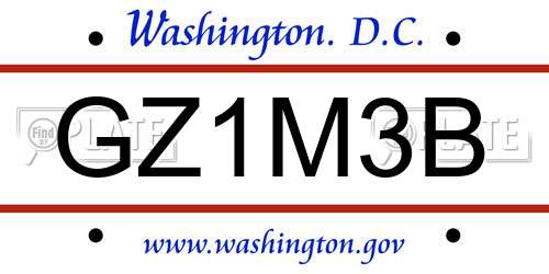 GZ1M3B District Of Columbia License Plate