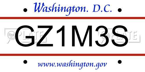GZ1M3S District Of Columbia License Plate