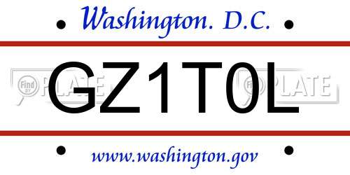 GZ1T0L District Of Columbia License Plate