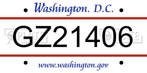 GZ21406 District Of Columbia License Plate