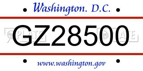 GZ28500 District Of Columbia License Plate