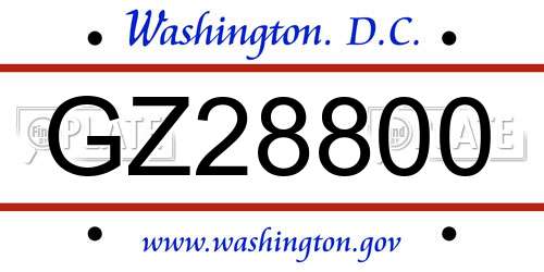 GZ28800 District Of Columbia License Plate
