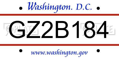 GZ2B184 District Of Columbia License Plate