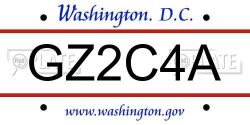 GZ2C4A District Of Columbia License Plate