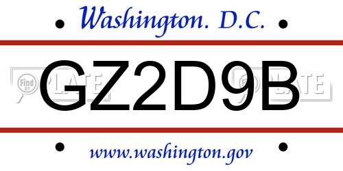 GZ2D9B District Of Columbia License Plate
