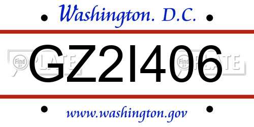 GZ2I406 District Of Columbia License Plate