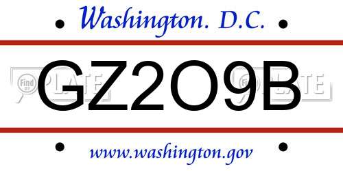 GZ2O9B District Of Columbia License Plate