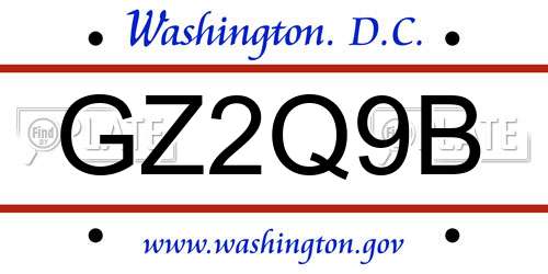 GZ2Q9B District Of Columbia License Plate