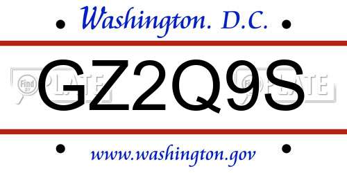 GZ2Q9S District Of Columbia License Plate