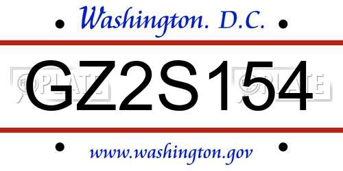 GZ2S154 District Of Columbia License Plate