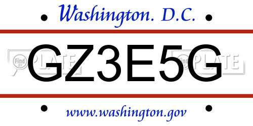 GZ3E5G District Of Columbia License Plate