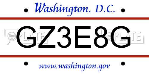 GZ3E8G District Of Columbia License Plate