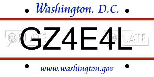 GZ4E4L District Of Columbia License Plate