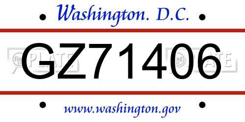 GZ71406 District Of Columbia License Plate