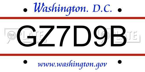 GZ7D9B District Of Columbia License Plate