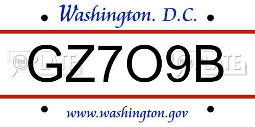 GZ7O9B District Of Columbia License Plate