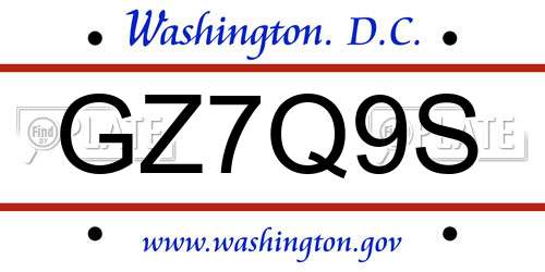 GZ7Q9S District Of Columbia License Plate