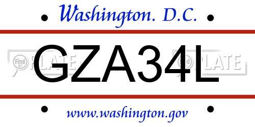 GZA34L District Of Columbia License Plate